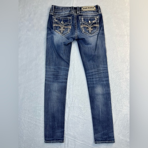 Rock Revival Shaina Mid Rise Skinny Jeans Size 26 - Picture 1 of 7